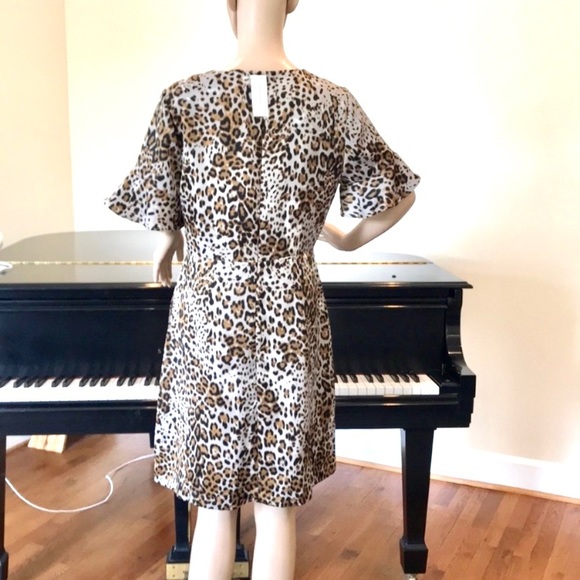 NWT Luxury Spring Rare Banana Republic flute sleeves leopard/animal print dress - Picture 8 of 8